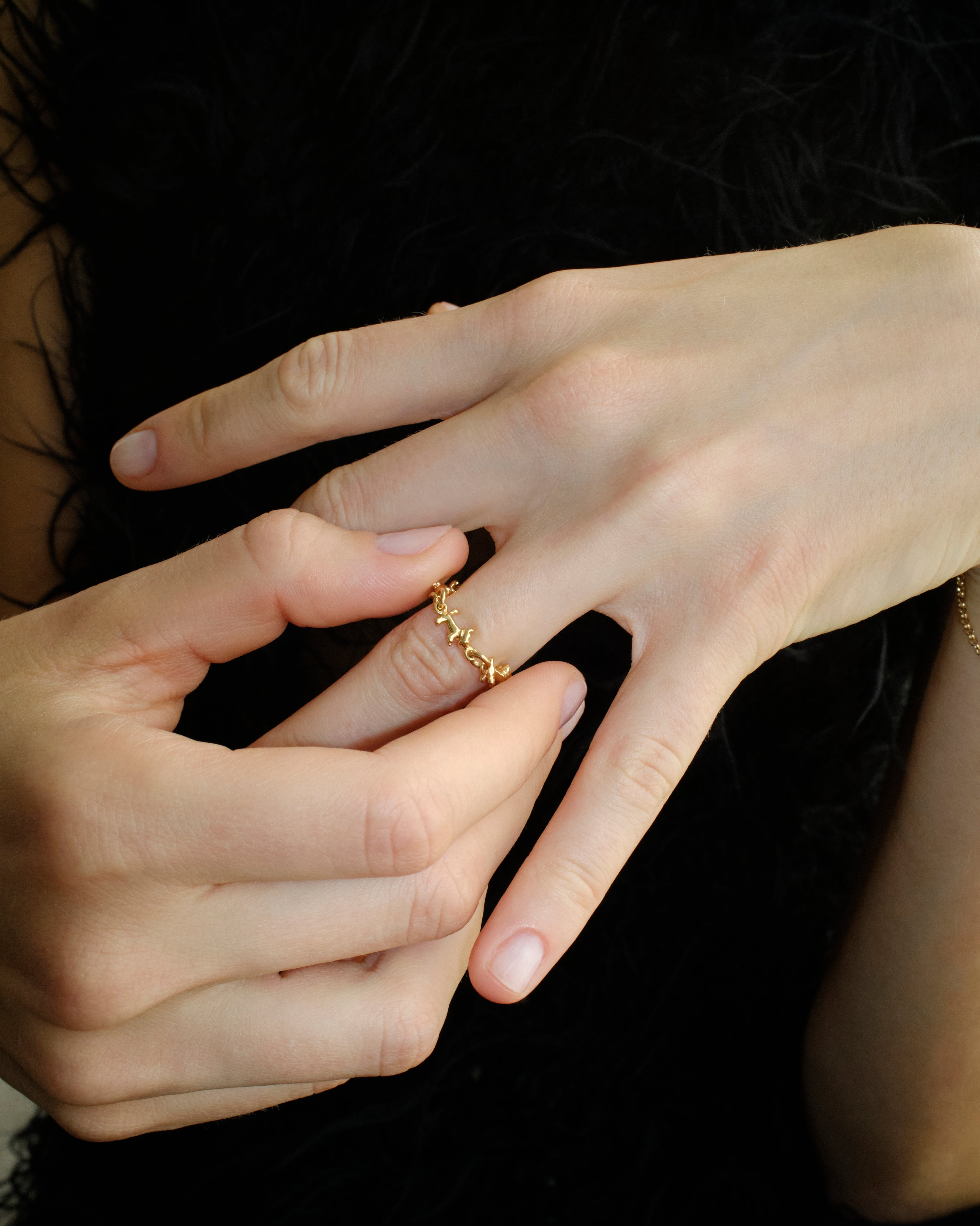 [Made to order] Schnauzer chain ring gold
